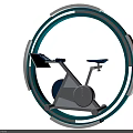 Modern Tech Inspired Stationary Bike With Illuminated Circular Frame And Digital Screen
