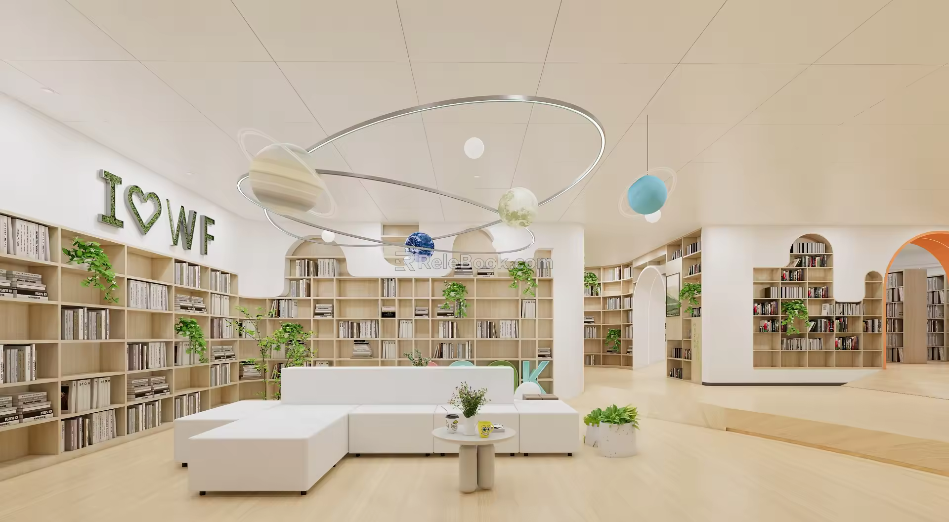 modern library school library 3d model