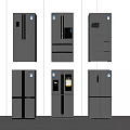 Various Modern White Refrigerators With Different Styles Displayed On Clean Background 3d model