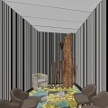 Modern Conference Room Interior With Gray Chairs Striped Walls And Floral Carpet