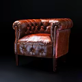 Brown Leather Tufted Single Sofa With Rolled Arms And Elegant Design 3d model