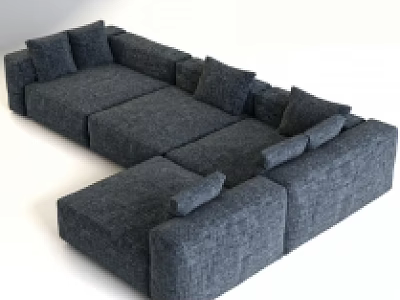 Gray Fabric Modular Sectional Sofa With Multiple Cushions Modern Design 3d model