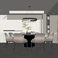 Modern Restaurant Interior With Round Dining Table Beige Chairs Hanging Pendant Light And Plant Decoration
