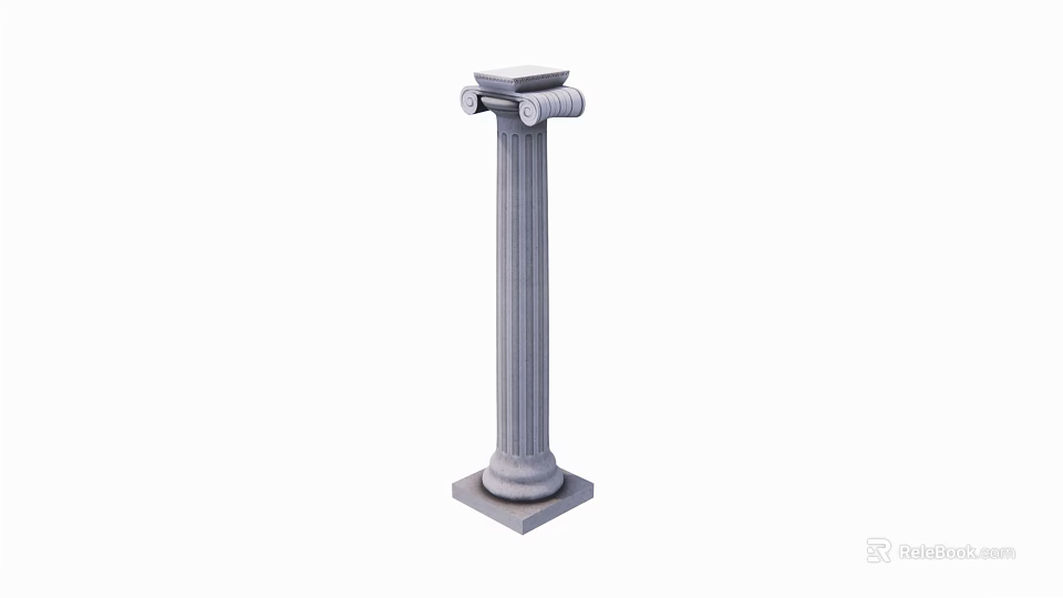 Detailed Classical Fluted Stone Roman Column with Ornate Capital and Base 3d model 