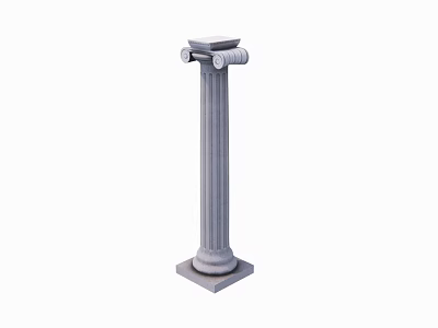 Detailed Classical Fluted Stone Roman Column with Ornate Capital and Base 3d model
