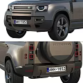 Gray Land Rover Defender Front And Rear Views 3d model