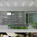 Modern Clothing Store Interior With Glass Showcase Shelves And Bright Lighting