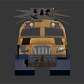 Modified Rusty Yellow School Bus With Spikes And Barred Windows 3d model