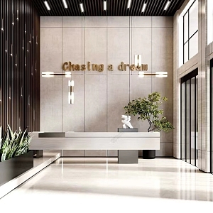 New Chinese Company Front Desk Company Front Desk Reception Desk Indoor Hall 3d model