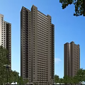 Modern High rise Residential Buildings With Exterior Design And Green Trees Under Blue Sky