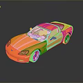 Orange Convertible Sports Car With Sleek Design White Roof Shiny Silver Wheels And Reflective Surface