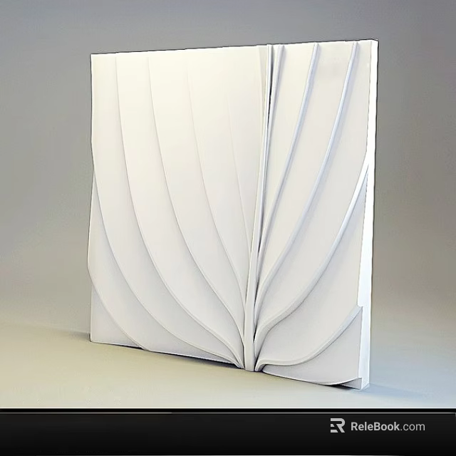 Modern White Decorative Wall Featuring 3D Flowing Leaf Like Pattern Design 3d model 