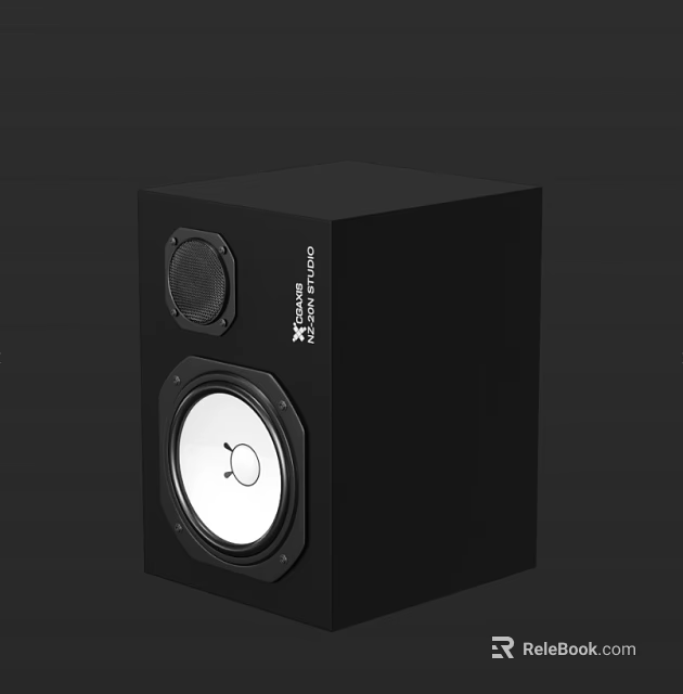 Black Studio Monitor Speaker With Dual Drivers And White Cone Design 3d model 