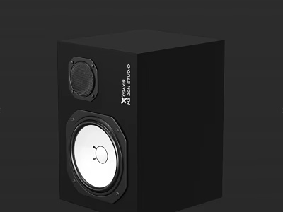 Black Studio Monitor Speaker With Dual Drivers And White Cone Design 3d model
