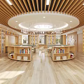 School Library Interior With Wooden Ceiling Bookshelves Bright Reading Area Sofa And