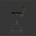 Simple Design Wooden Stool With Blue Metal Frame Adjustable Height And Backrest