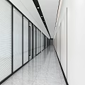 Modern Elevator Hallway With Sleek Design Marble Floor And Ceiling Light Strips 3d model