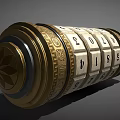 Golden Vintage Commercial Equipment With Number Wheels And Decorative Carvings For Counting