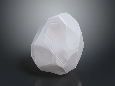 White Polyhedral Textured Wood Stone Decorative Piece For Home Interior Design 3d model
