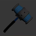 Blue Hammer Weapon with Modern Spiral Handle and Black Metal Parts