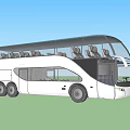 Modern White Double Decker Bus With Large Windows And Comfortable Seats