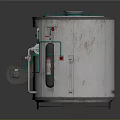 Rusted And Modern Industrial Equipment With Cylindrical Structure Pipes And Control Panels