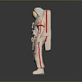 Game Movie Character Astronaut In White Spacesuit With Gold Helmet And Red Accents