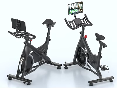 Fitness Equipment Modern Stationary Bikes With Digital Screens Ergonomic Seats And Adjustable Handles 3d model