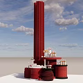 Eye Catching Photo Spot With Red Column Rope Wrapped Platforms Cakes Flower Vases And Bottles