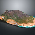 Natural Island Landscape With Green Mountain Vegetation And Blue Coastal Waters