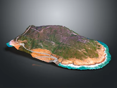 Natural Island Landscape With Green Mountain Vegetation And Blue Coastal Waters 3d model