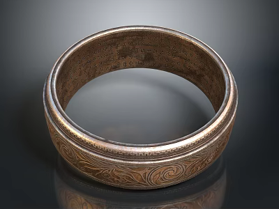 Vintage Engraved Metal Bracelet With Decorative Swirl Patterns For Daily Use 3d model