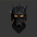 Futuristic Sci Fi Helmet With Spiked Protrusions Orange Eyes And Mechanical Design