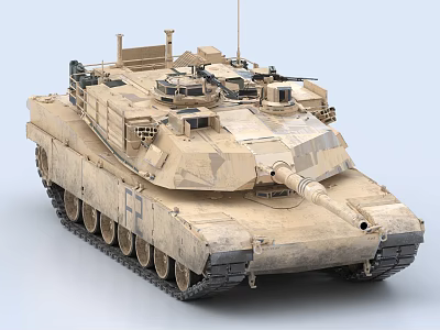 Military Tank Featuring Desert Camouflage Turret Main Gun Tracks And Top Equipment 3d model