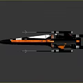 Orange And Black Cosmic Starfighter With Multiple Wings And Laser Spears
