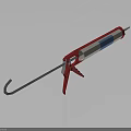 Sturdy Red White Blue Caulk Gun With Long Metal Rod And Hook End