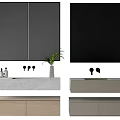 Modern Bathroom Vanity Design With Stone Countertop Black Mirror And Cabinets