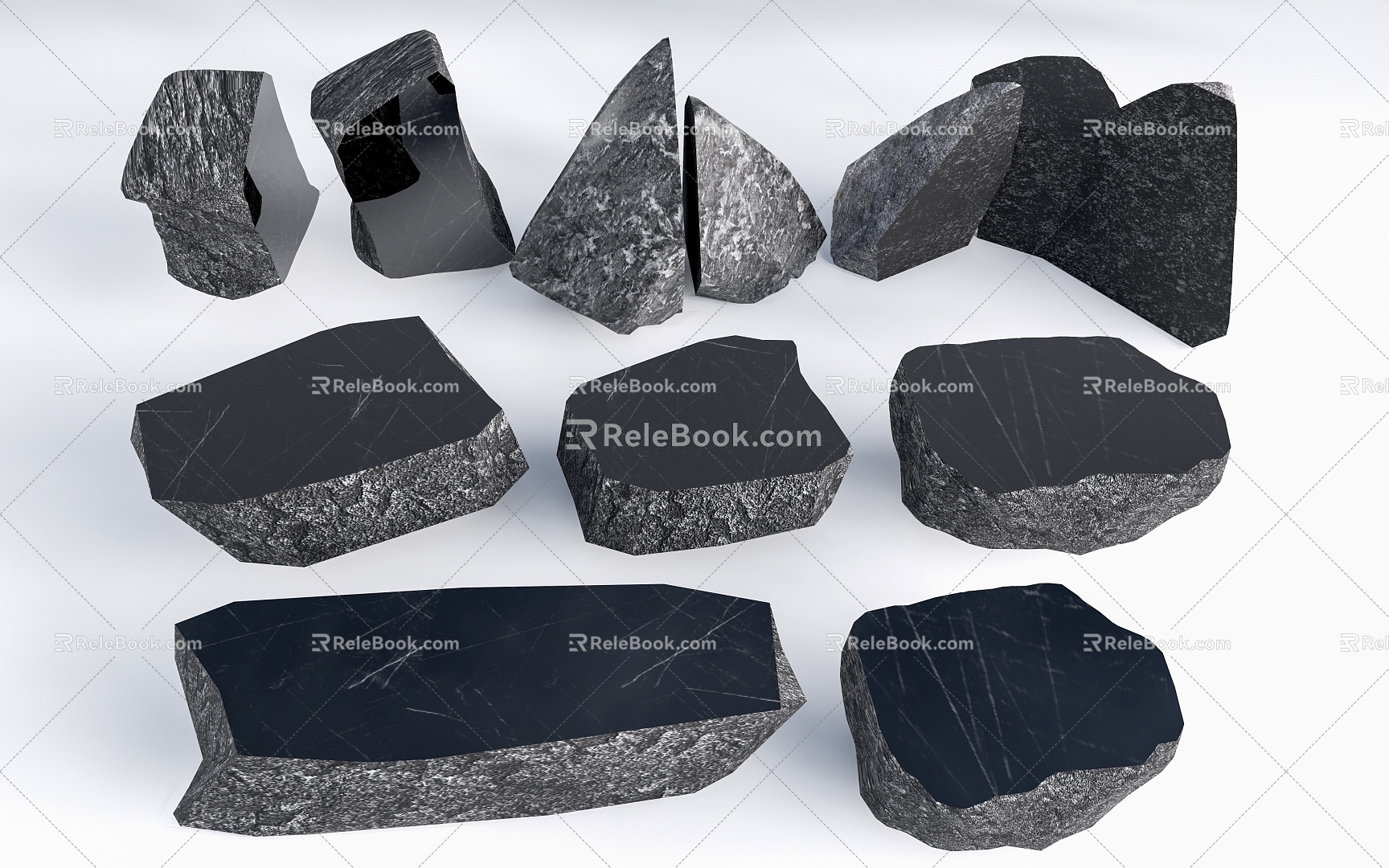 Modern landscape stone stone seat stone bench landscape bench 3d model