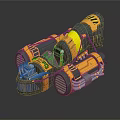Sci Fi Mechanical Device With Yellow Gray Cylindrical Structures And Detailed Components 3d model