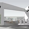 ANOW Exhibition Booth Interior With Tables Chairs And Expo Display Setup