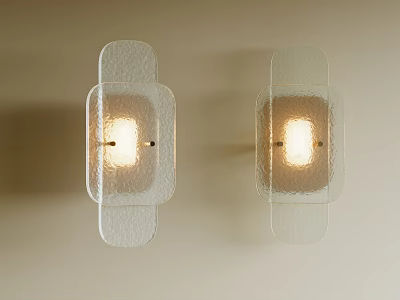 Textured Transparent Glass Wall Lamps Mounted On Light Colored Wall With Warm Lighting 3d model