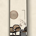 Natural Style Table And Chair Set With Woven Seats Circular Plate Beige Wall And Branch Vase Decor