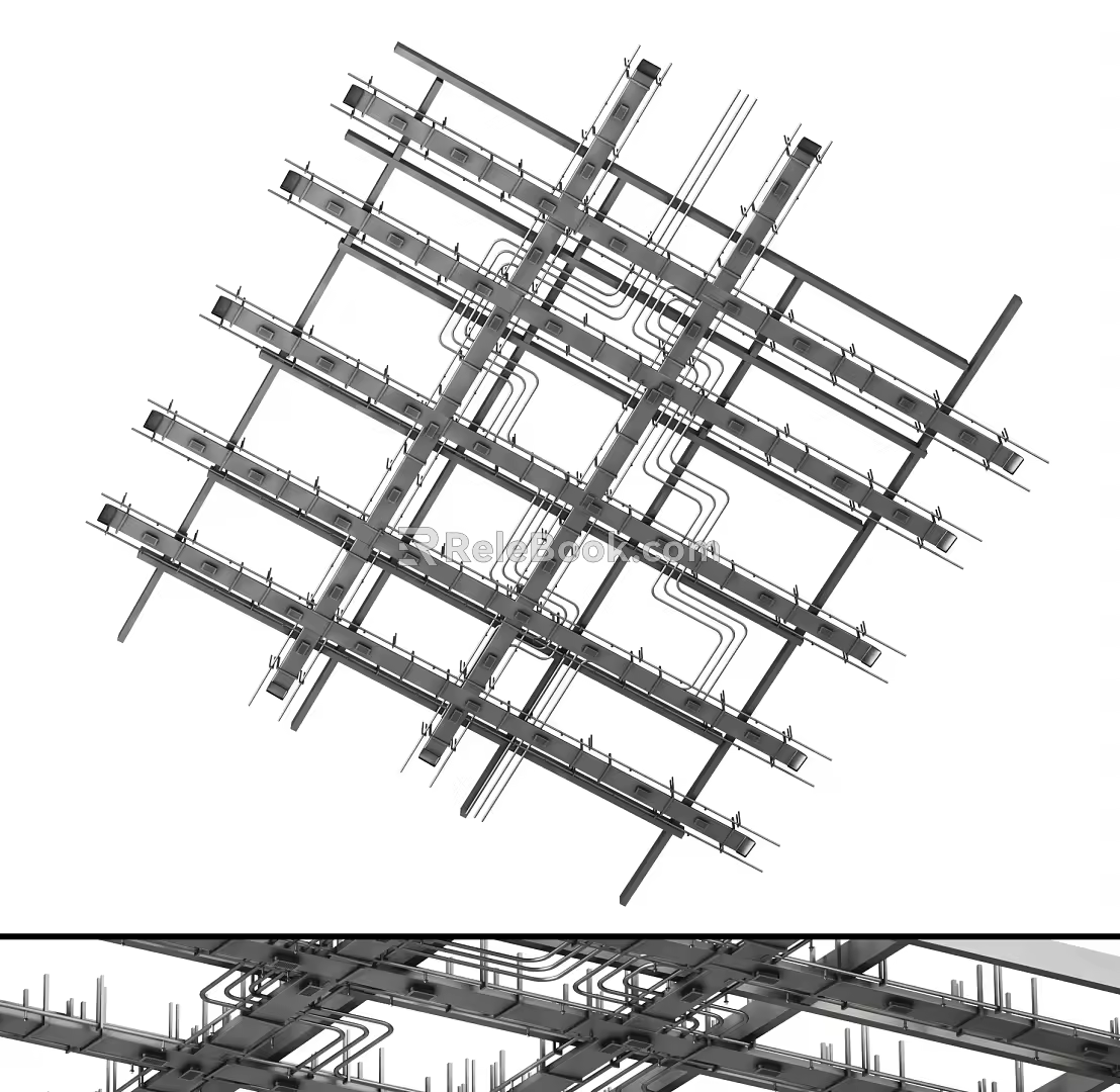 Modern air conditioning pipeline industrial wind ceiling pipeline fire pipeline inlet and outlet fume pipeline 3d model