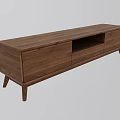 Modern Wooden TV Stand With Drawers Open Compartment And Slender Legs