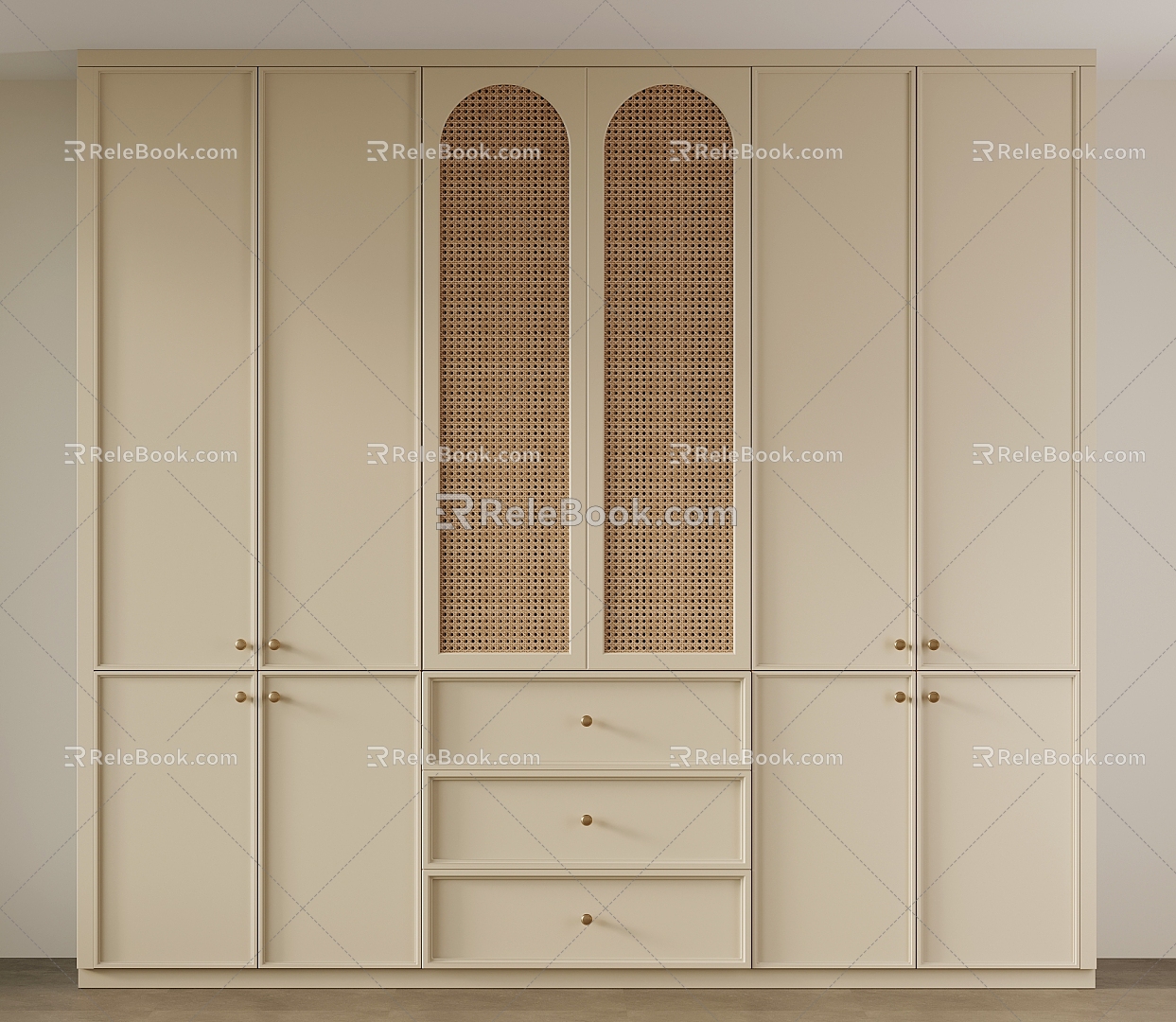 French Middle Style Wardrobe 3d model