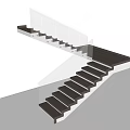 Modern Minimalist Staircase Design With Glass Railing And Dark Wooden Treads