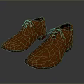 Brown Leather Lace Up Shoes With Textured Upper For Casual Daily Wear