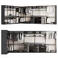 Modern Wardrobe With Hanging Shirts Coats Multiple Compartments And Storage Drawers 3d model