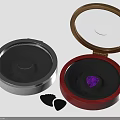 Jewelry Equipment Set With Silver Container Red Wooden Box Purple Gemstone And Black Tools