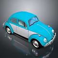 Blue And Silver Beetle 3D Model With Reflective Effect On Dark Background 3d model